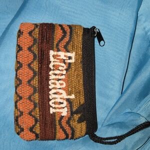 Handwoven Boho Zip Wallet in Orange and Brown